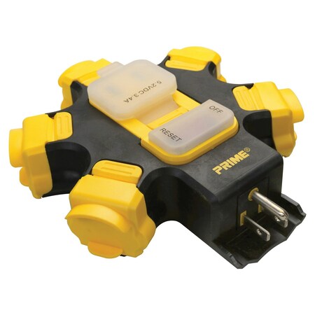 Prime 5-Outlet Power Hub with 2-Port 3.4-Amp USB Charger PBPHU345